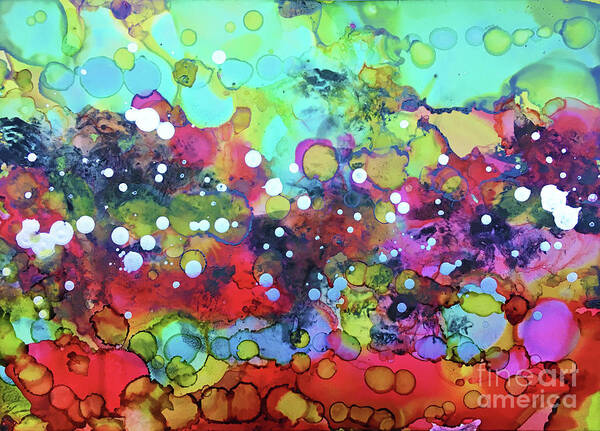 Abstract Art Print featuring the painting Bubble Over by Linda Cranston