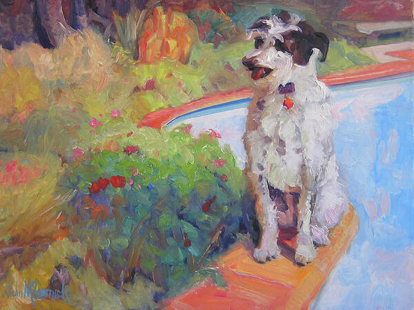 Dog Art Print featuring the painting By the Pool by John McCormick