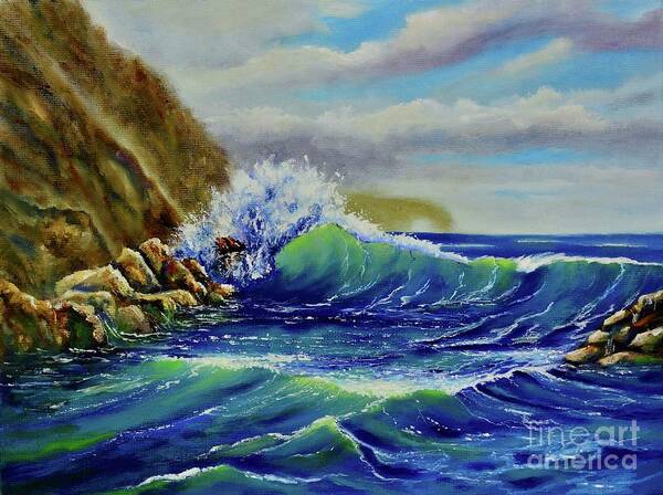 Seascape Art Print featuring the painting By The Sea by Mary Scott