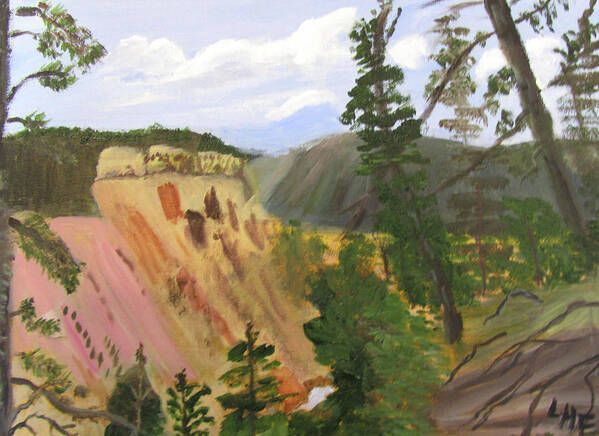 Yellowstone Art Print featuring the painting Canyon Colors2 by Linda Feinberg