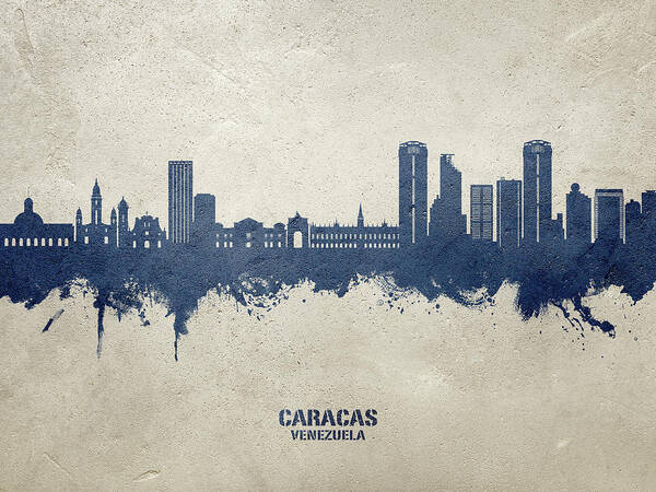 Caracas Art Print featuring the digital art Caracas Venezuela Skyline #69 by Michael Tompsett