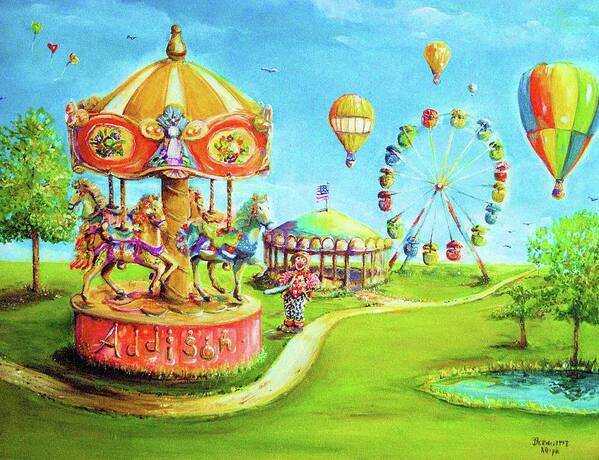 Addison At The Carnival Art Print featuring the painting Carnival by Bernadette Krupa