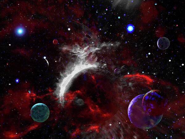  Art Print featuring the digital art Cataclysm of Planets by Don White Artdreamer