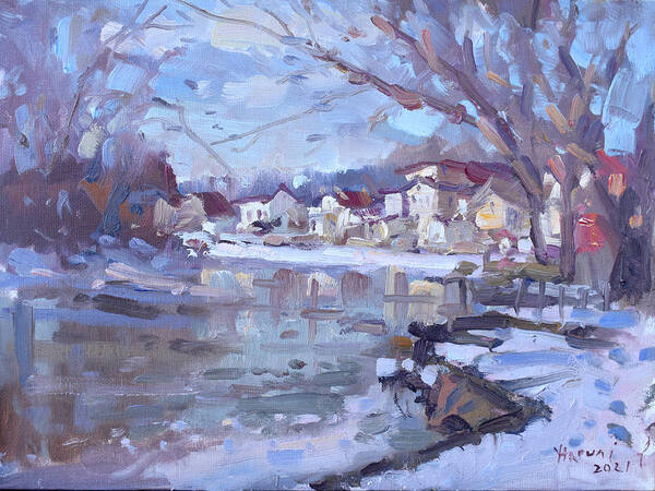 Cayuga Village Art Print featuring the painting Cayuga Village by Ylli Haruni