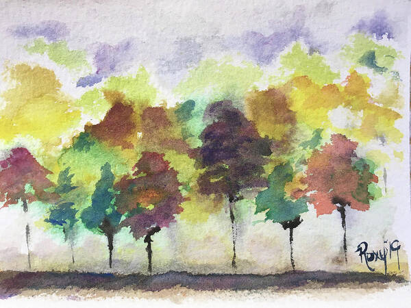 Trees Art Print featuring the painting Changing Season by Roxy Rich