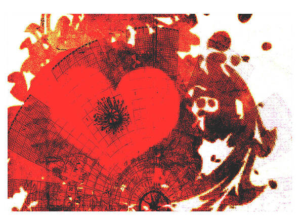 Heart Art Print featuring the mixed media Chaotic Heart by Moira Law