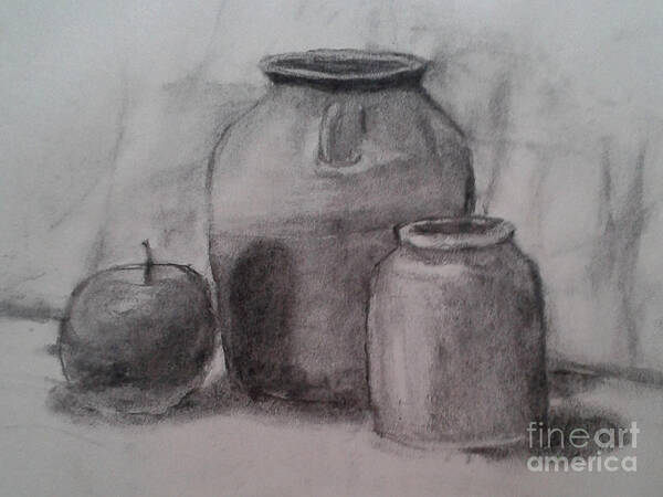 Charcoal Art Print featuring the drawing Charcoal Still Life by Jayson Halberstadt