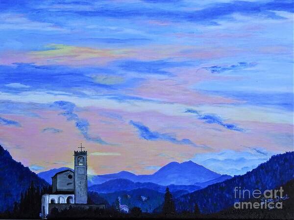 Ciao Art Print featuring the painting Ciao from Sabbio Chiese, Lombardy, Italy view by Lisa Rose Musselwhite