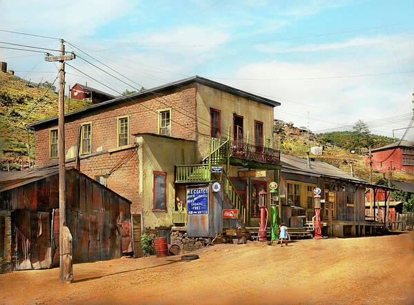 New Mexico Art Print featuring the photograph City - Mogollon, NM - The Meat Market on Main 1940 by Mike Savad