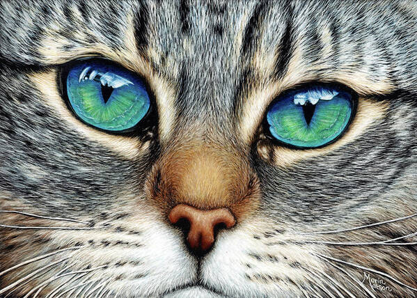 Cat Art Print featuring the painting Close Up by Monique Morin Matson