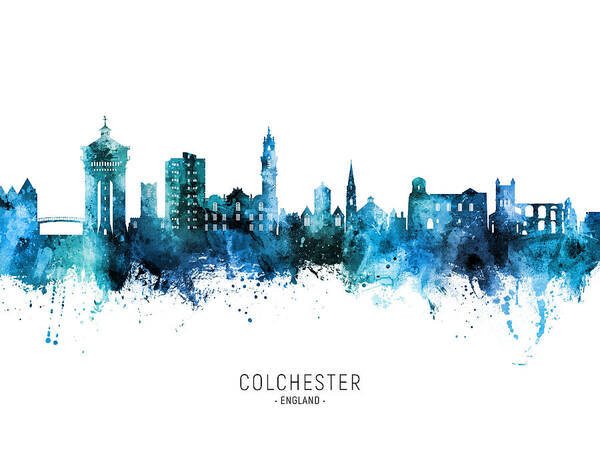 Colchester Art Print featuring the digital art Colchester England Skyline #39 by Michael Tompsett