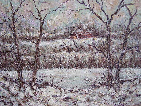 Landscape Art Print featuring the painting Cold Winter by Natalie Holland