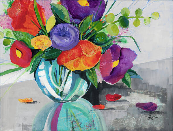  Art Print featuring the mixed media Colorful Vessel by Julie Tibus