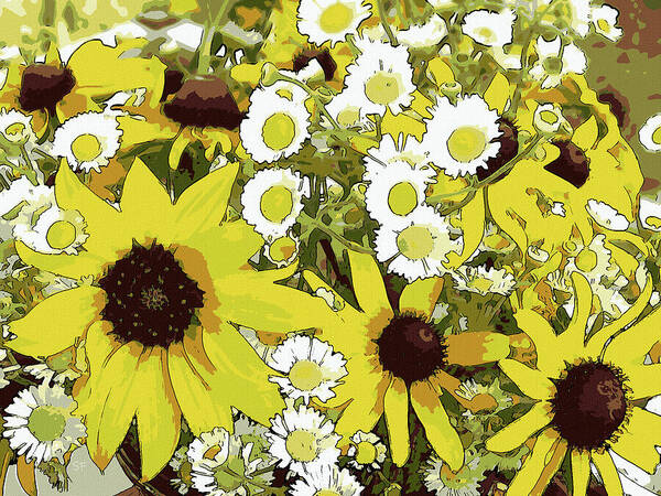 Flowers Art Print featuring the digital art Comicbook Wildflowers Botanical Art by Shelli Fitzpatrick