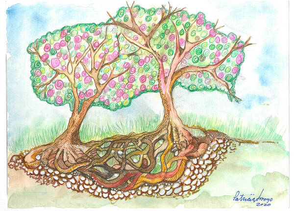 Roots Art Print featuring the painting Connection by Patricia Arroyo