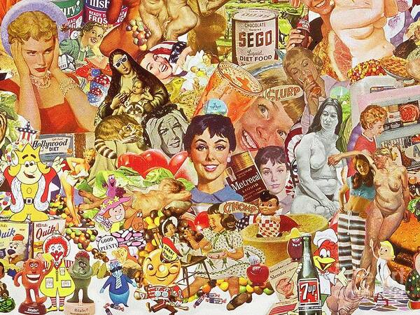 Food Art Print featuring the mixed media Constant Cravings by Sally Edelstein