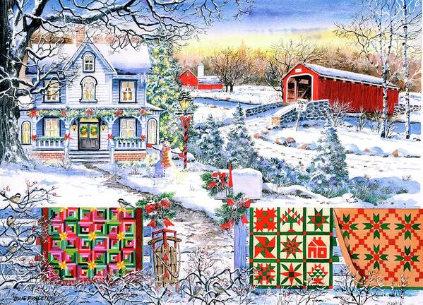 Snow Art Print featuring the painting Country Christmas by Diane Phalen