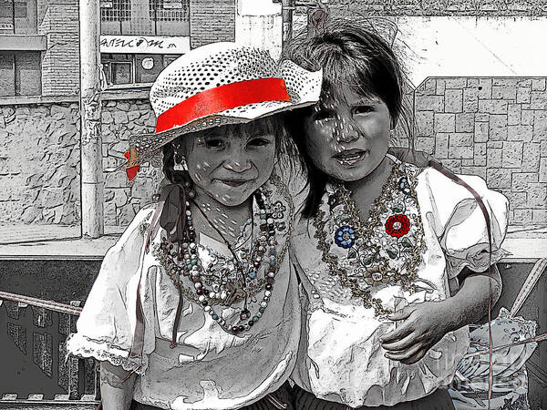 Girls Art Print featuring the photograph Cuenca Kids 1268 by Al Bourassa