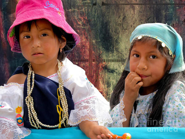 Sisters Art Print featuring the photograph Cuenca Kids 1282 by Al Bourassa