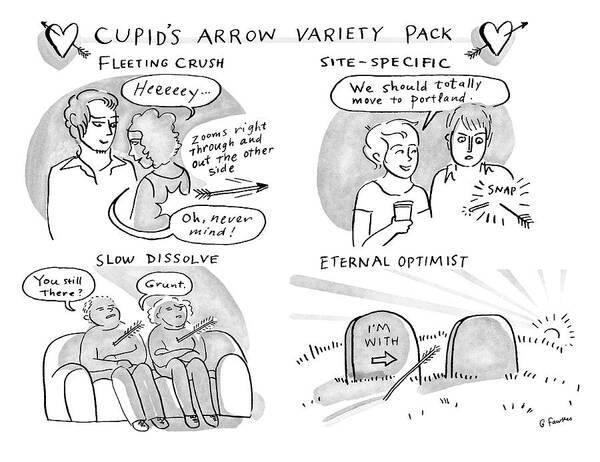 Cupid's Arrow Variety Pack Art Print featuring the drawing Cupid's Arrow Variety Pack by Glynnis Fawkes