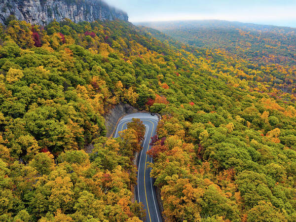 Aerial Art Print featuring the photograph Curve in the Road by Jerry Fornarotto