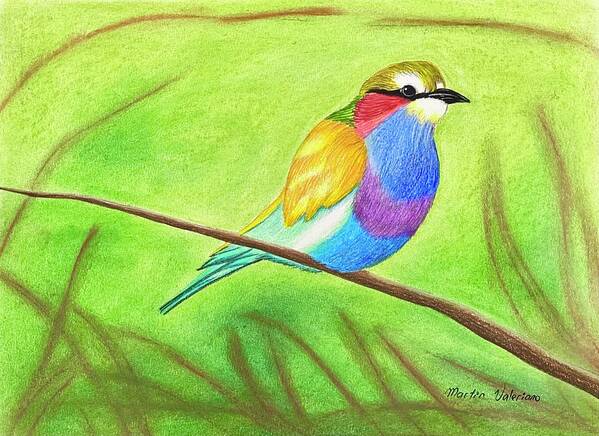 Prismacolor Art Print featuring the drawing Cute Chickadee by Martin Valeriano
