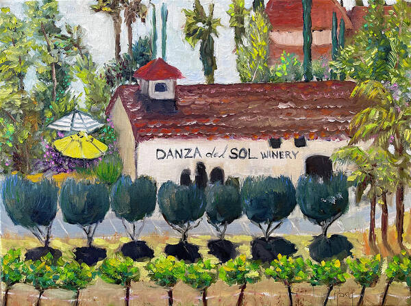 Danza Del Sol Art Print featuring the painting Danza del Sol Winery by Roxy Rich
