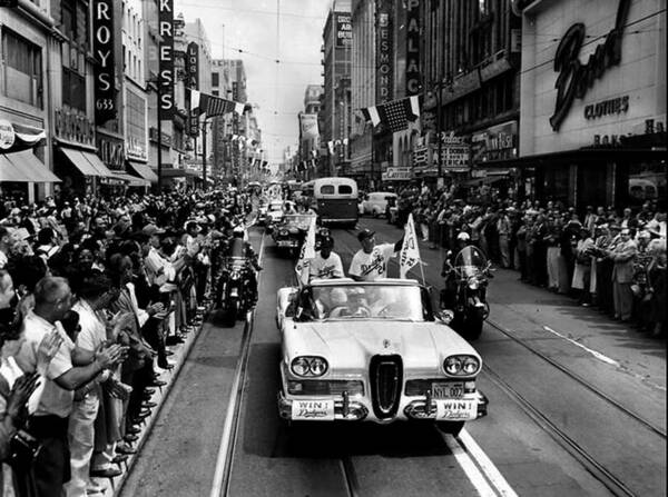 Baseball Art Print featuring the digital art Dodgers' Welcome parade in Los Angeles, 1958 by Dan Haraga