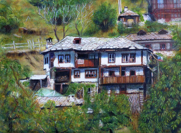 Dolen Art Print featuring the painting Dolen, Bulgaria by Henrieta Maneva