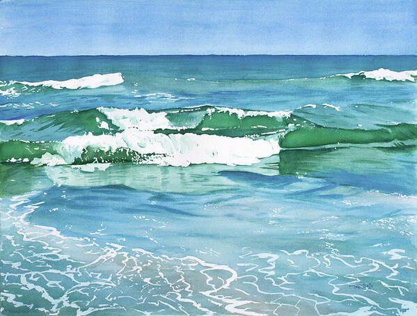 Waves Art Print featuring the painting Double Wave by Christopher Reid