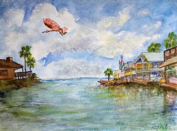 Bay Art Print featuring the painting Dream of Galveston by Cheryl Wallace