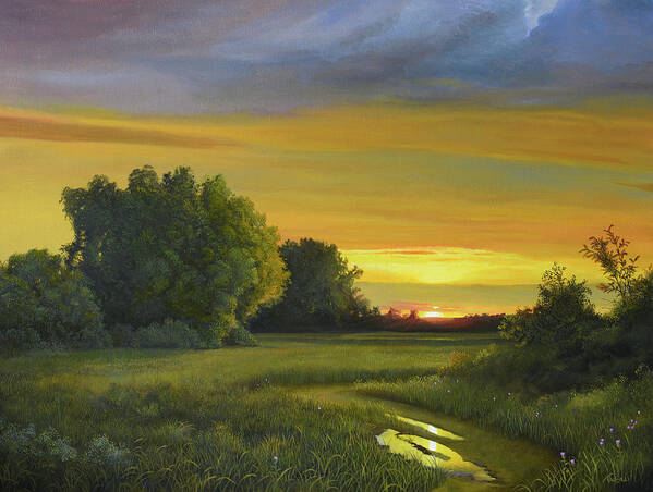 Sunrise Art Print featuring the painting Early Morning by Charles Owens