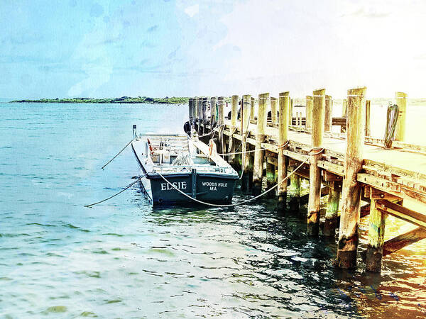 Cape Cod Art Print featuring the mixed media Elsie on the Water by Marianne Campolongo