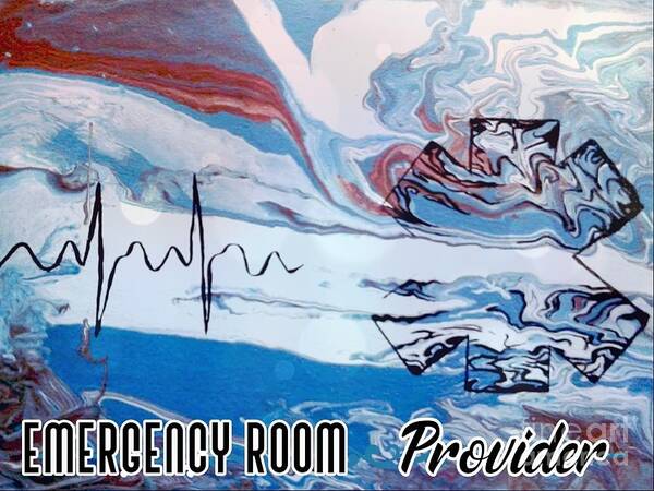 Abstract Blue With Heartbeat Art Print featuring the mixed media Emergency Room Provider by Expressions By Stephanie