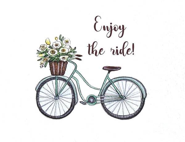 Bicycle Art Print featuring the painting Enjoy the Ride by Elizabeth Robinette Tyndall