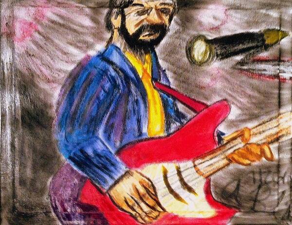Eric Clapton Art Print featuring the pastel Eric Clapton Unplugged by Andrew Blitman