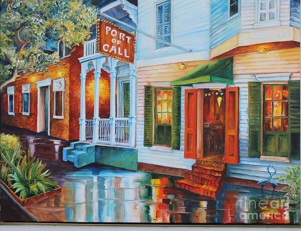 New Orleans Art Print featuring the painting Evening at Port of Call by Diane Millsap