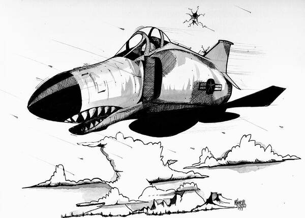 F4 Art Print featuring the drawing F-4 Phantom by Michael Hopkins