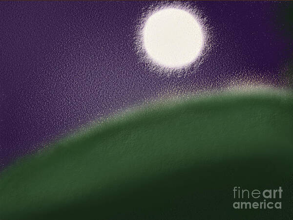 Abstract Full Moon Digital Painting Art Print featuring the digital art Fatness of the Moon by Alicia Heyman