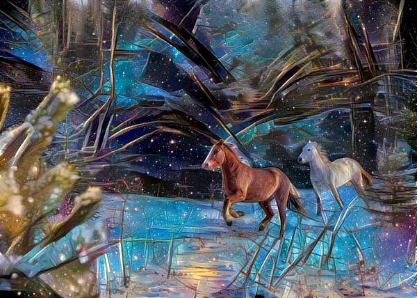 Belgian Horse Art Print featuring the digital art Field Gallop 1 by Listen To Your Horse
