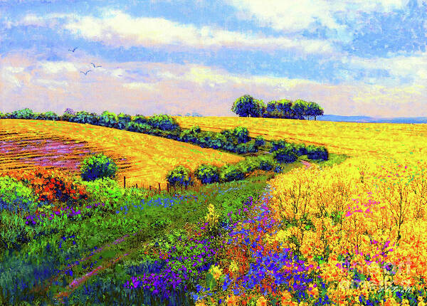 Landscape Art Print featuring the painting Fields of Gold by Jane Small