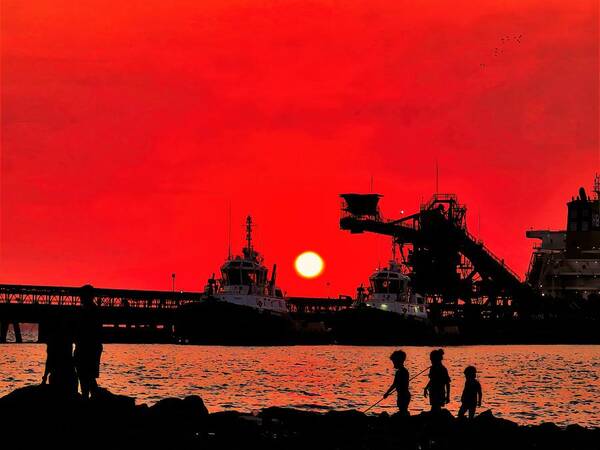 Weipa Art Print featuring the photograph Fishing With The Family At Sunset by Joan Stratton