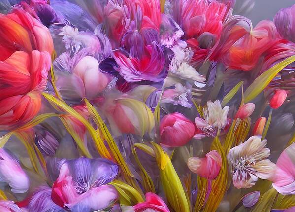 Digital Art Print featuring the digital art Flowers by Beverly Read