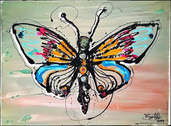 Butterfly Art Print featuring the painting Fly Away by Sergio Gutierrez