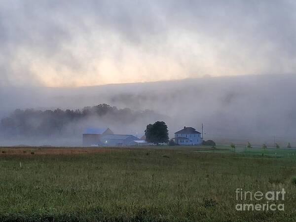 Art Print Art Print featuring the photograph Foggy Scarecrow by Chris Naggy