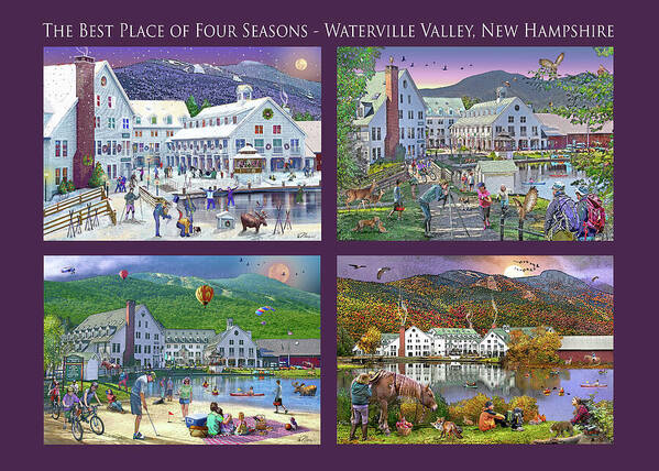 Waterville Valley Art Print featuring the digital art Four Seasons at Waterville Valley, New Hampshire by Nancy Griswold