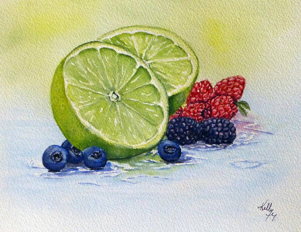 Lime Art Print featuring the painting Fruit Still life by Kelly Mills