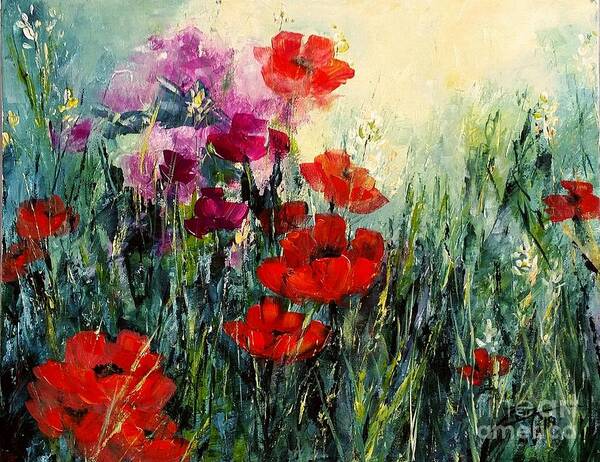 Poppy Art Print featuring the painting Garden Melody by Zan Savage