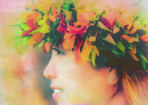 Lei Art Print featuring the photograph Girl in Lei Po'o by Jade Moon
