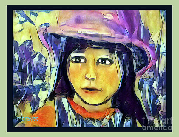  Art Print featuring the pastel Girl with Purple Hat by Shirley Moravec